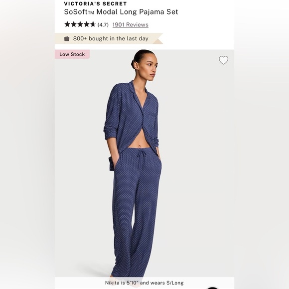 Victoria's Secret Other - Victoria's Secret Black Dot Modal Long Pajama Set M